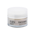 Clear jar with a white lid containing Face Mask Nourish & Detox isolated on a white background.